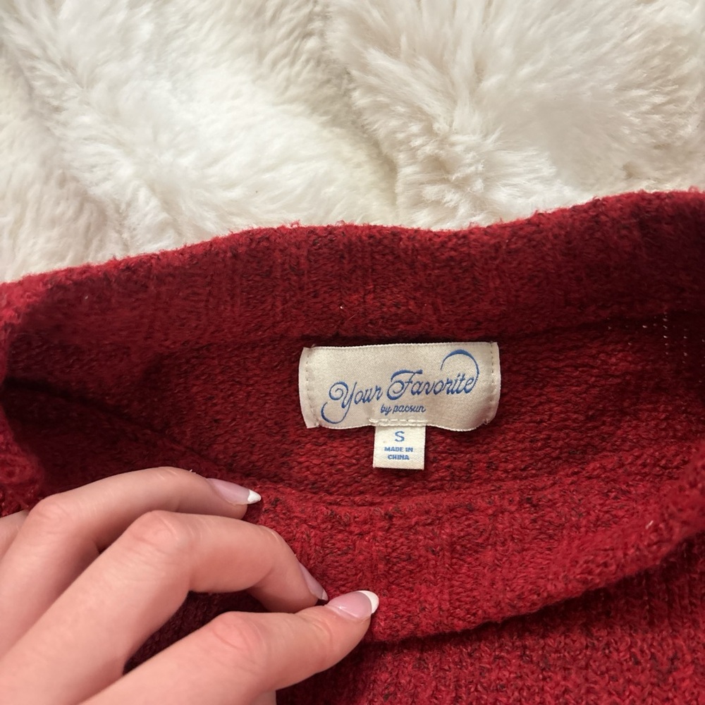 PacSun Women's Deep Red Turtleneck-Inspired Sweater - Picture 2 of 3
